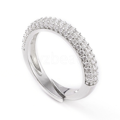 Adjustable Brass Micro Pave Cubic Zirconia Cuff Rings RJEW-L098-007-P-1