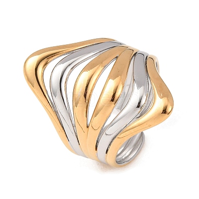 304 Stainless Steel Open Cuff Rings for Women RJEW-K321-01B-1