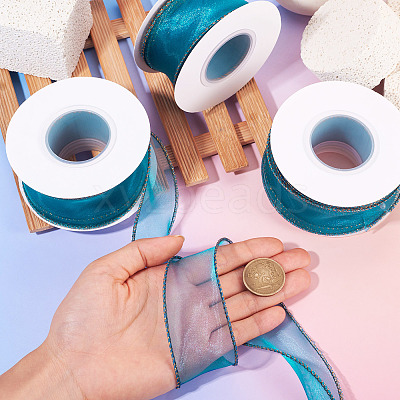 3 Rolls Polyester Organza Ribbons SRIB-TA0001-26B-1
