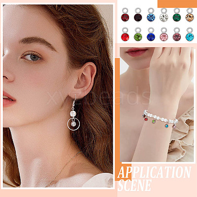 48Pcs 12 Colors Glass Rhinestone Charms RB-BBC0001-01-1