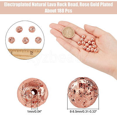 Electroplated Natural Lava Rock Bead Strands G-AR0002-77B-1