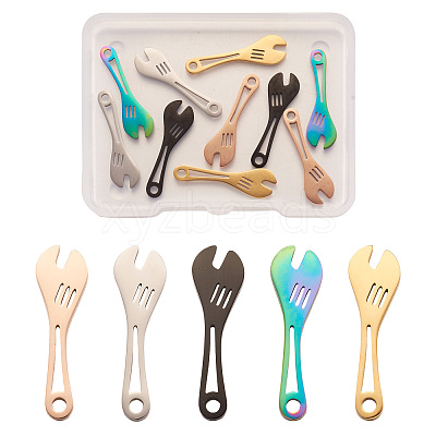 10Pcs 5 Colors 304 Stainless Steel Pendants FIND-BY0001-05-1