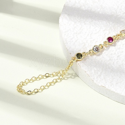 Brass Micro Pave Cubic Zirconia Mittens Bracelets BJEW-C156-01G-1