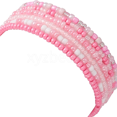 6Pcs Glass Seed & Brass Beaded Stretch Bracelets Set BJEW-JB09538-05-1