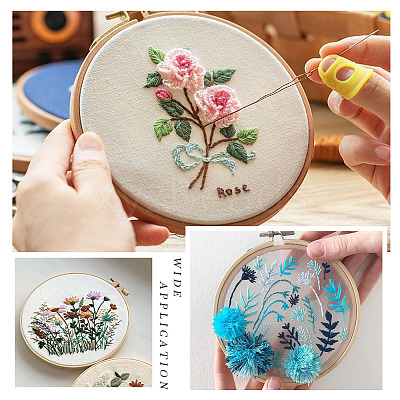 Plastic Imitation Bamboo Cross Stitch Embroidery Hoops TOOL-TADJ0001-03B-1