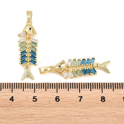 Brass Colorful Cubic Zirconia Pendants X-KK-E800-05B-G-1