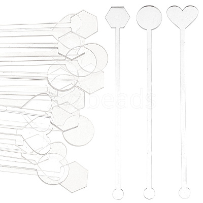 30Pcs 3 Style Transparent Acrylic Stirring Rods TACR-NB0001-30B-1