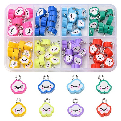 80Pcs 8 Colors Handmade Polymer Clay Charms CLAY-YW0001-74-1