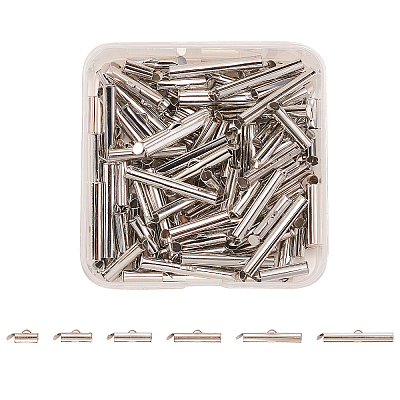 120Pcs 6 Styles Iron Slide On End Clasp Tubes IFIN-CJ0001-47-1