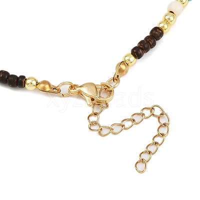 Synthetic Turquoise & Coconut Heishi Beaded Necklaces for Women NJEW-JN05460-02-1