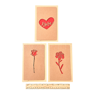 3 Sets 3 Styles Kraft Paper Greeting Cards AJEW-FS0001-28-1