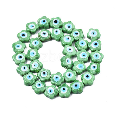 Handmade Evil Eye Lampwork Beads Strands LAMP-N029-008D-1