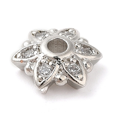 Rack Plating Brass Micro Pave Cubic Zirconia Bead Caps KK-M248-10P-1