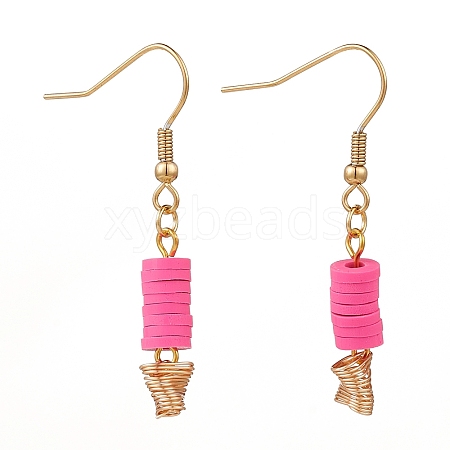 Polymer Clay Heishi Beads Dangle Earrings EJEW-JE04456-01-1