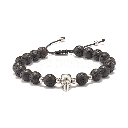 Adjustable Skull Braided Bead Bracelets BJEW-JB07497-01-1