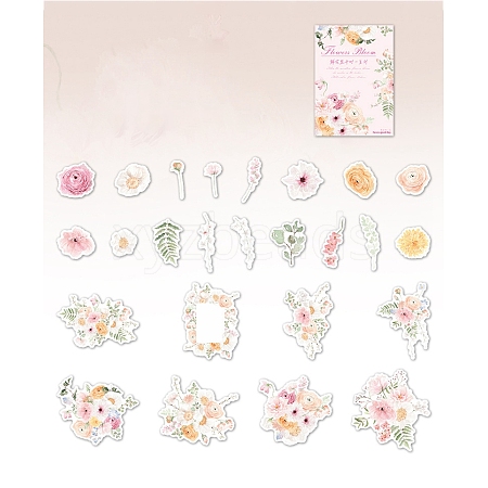 25Pcs Flowers Theme DIY Paper Stickers STIC-U004-02E-1