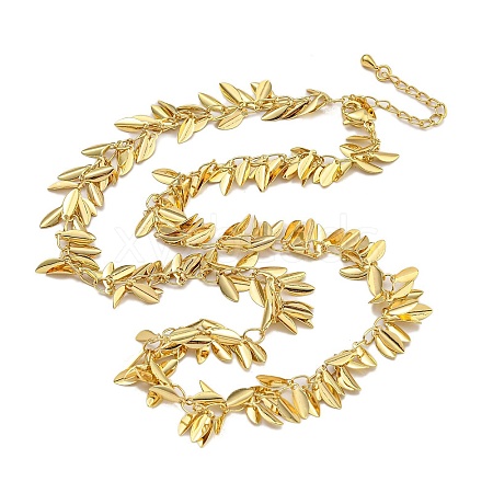 Rack Plating Brass Leaf Tassel Necklaces for Women NJEW-C059-29G-1