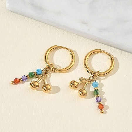 304 Stainless Steel & Rhinestone Hoop Dangle Earrings EJEW-T059-02-1