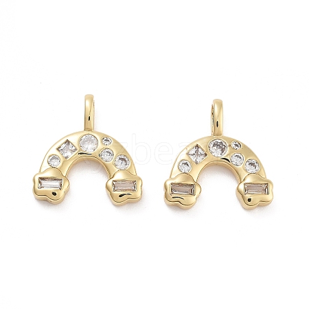 Rainbow Rack Plating Brass Micro Pave Cubic Zirconia Charms KK-G512-25G-01-1