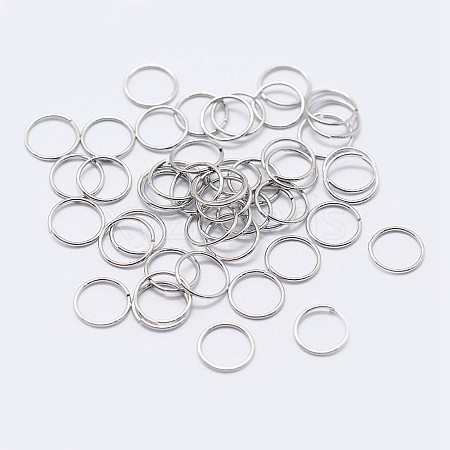 Rhodium Plated 925 Sterling Silver Saw Cut Open Jump Rings STER-F036-02P-0.9x5mm-1
