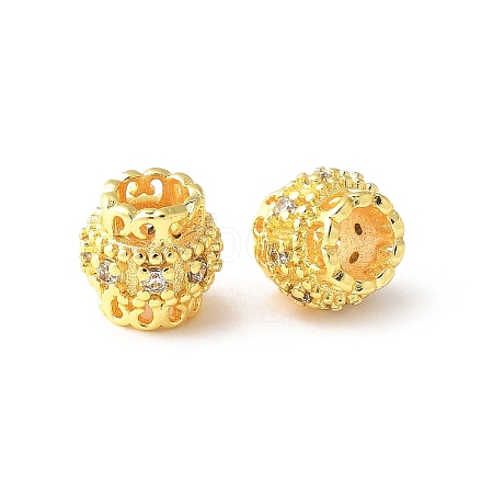 Brass Micro Pave Cubic Zirconia European Beads KK-U067-08G-06-1