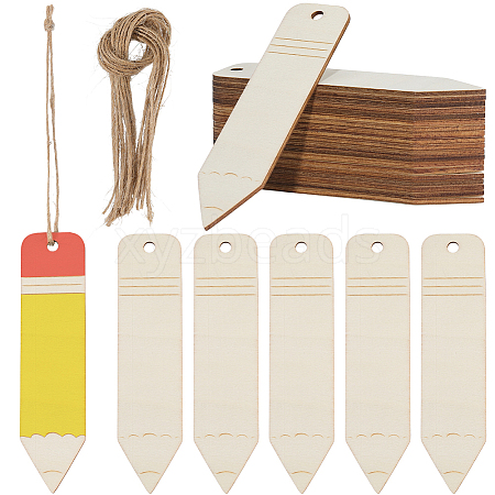 30Pcs Unfinished Wood Pencil Pendants WOOD-SP0001-82-1
