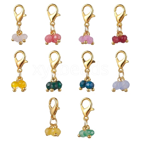 10Pcs 10 Style Natural Mixed Gemstone Pendant Decorations HJEW-JM01791-S-1