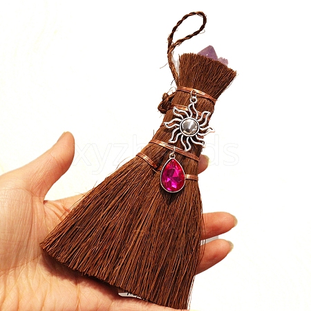 Natural Amethyst Witch Altar Broom Charm Ornament PW-WG45CD3-12-1