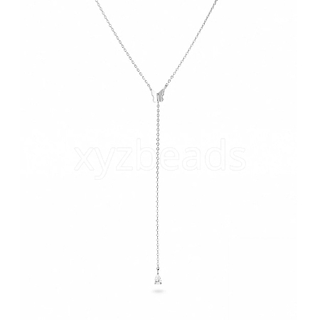 S925 Silver Butterfly Chain Necklace with Diamond Tassel Lock Collar OL9104-2-1