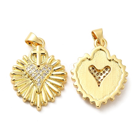 Rack Plating Brass Micro Pave Clear Cubic Zirconia Pendants KK-Q784-17G-1