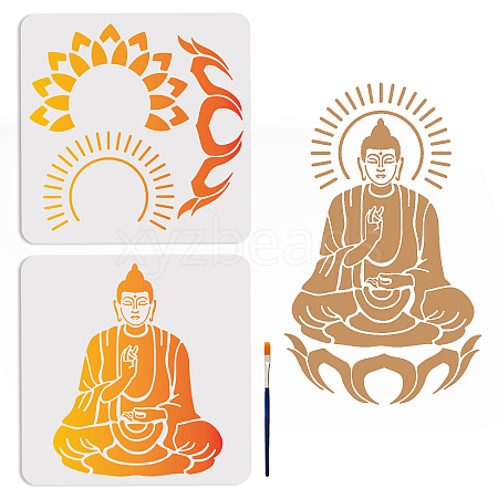 MAYJOYDIY US 1 Set Buddhist PET Hollow Out Drawing Painting Stencils DIY-MA0001-97-1