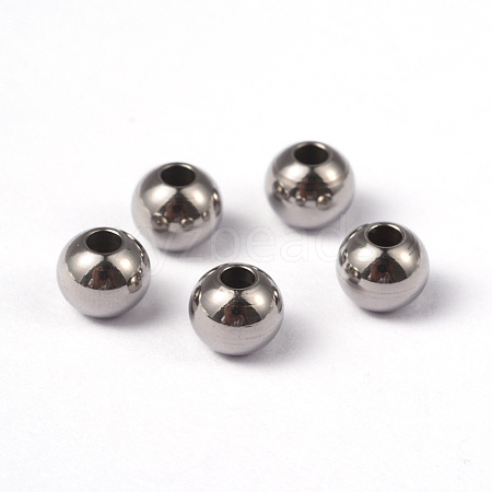 Tarnish Resistant Round 202 Stainless Steel Beads STAS-G130-6mm-63P-1