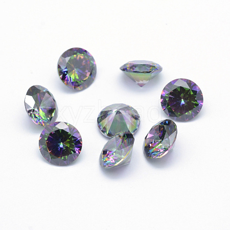 Cubic Zirconia Pointed Back Cabochons X-ZIRC-M002-7mm-010-1