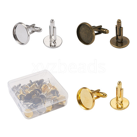 36Pcs 3 Colors Brass Cufflinks KK-PJ0001-17-1