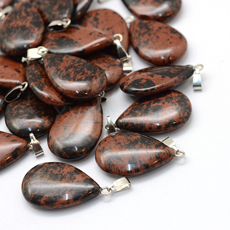 Teardrop Natural Mahogany Obsidian Pendants G-Q368-11-1