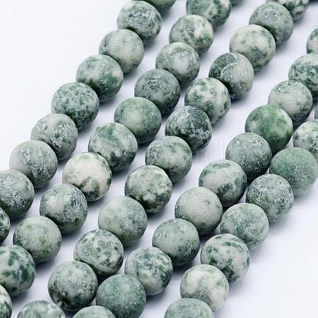 Natural Green Spot Jasper Beads Strands G-F518-26-6mm-1