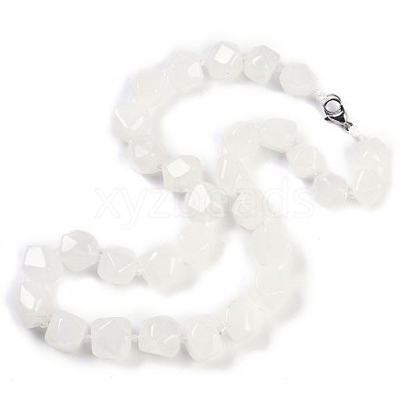 Natural Quartz Crystal Nuggets Beaded Necklaces for Women Men NJEW-K388-01D-1