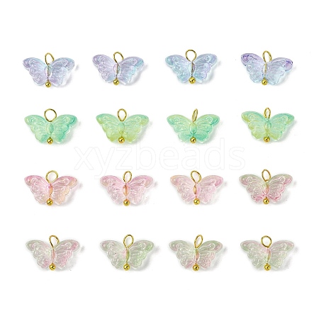 16Pcs 4 Colors Gradient Color Glass Pendants PALLOY-JF03176-1