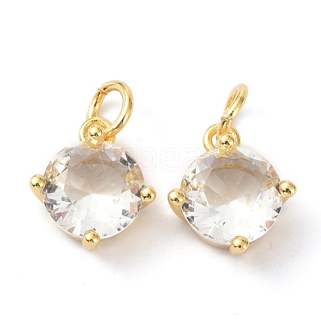 Brass Cubic Zirconia Charms ZIRC-C022-05G-1