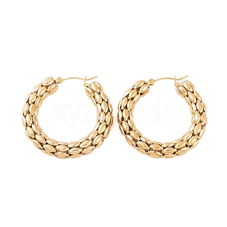 Ion Plating(IP) 304 Stainless Steel Hoop Earrings for Women EJEW-P279-17D-G-1