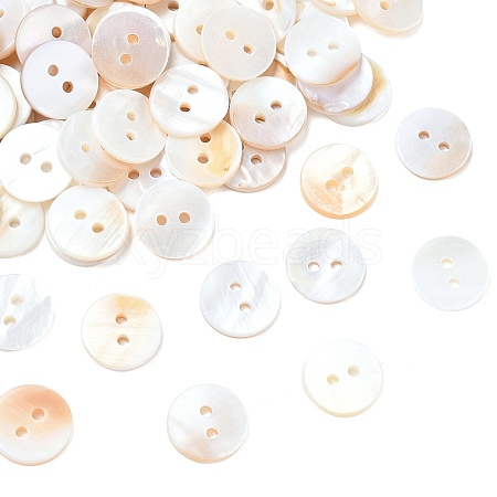 2-Hole Shell Flat Round Buttons X-BUTT-P012-09-1