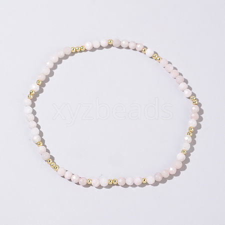 Natural Rose Quartz Round Beads Stretch Bead Bracelets for Women CQ7665-5-1