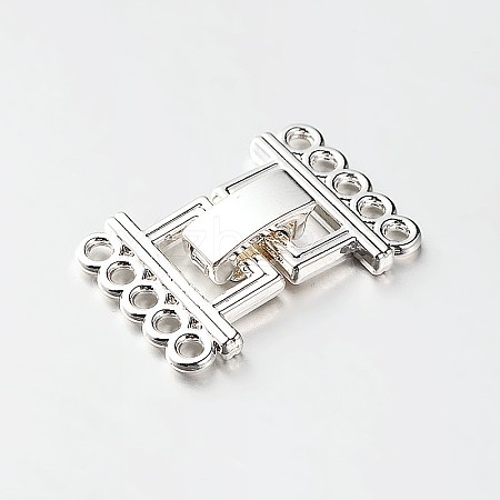 5 Strands Alloy and Brass Fold Over Clasps PALLOY-N0112-02P-1