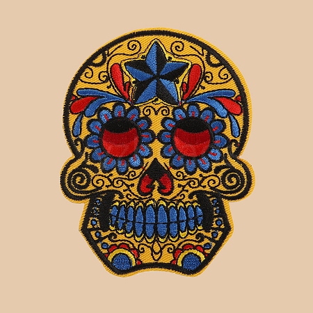 Skull Computerized Embroidery Cloth Sew on Patches PW-WG37707-04-1