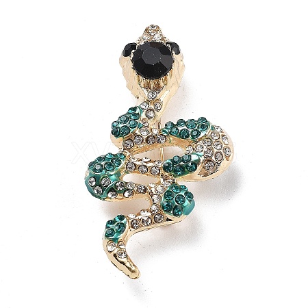 Snake Alloy Rhinestone Brooch Pins JEWB-Z034-01G-02-1