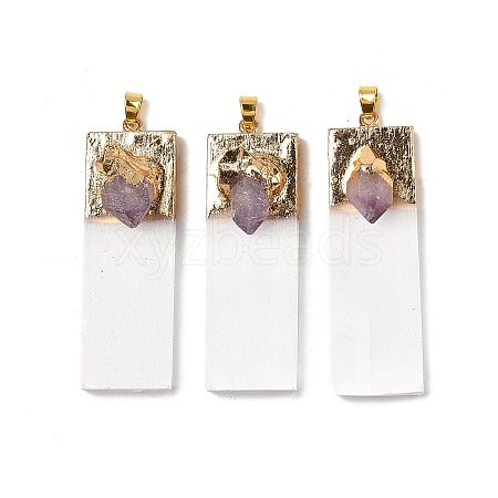 Natural Amethyst & Selenite Big Pendants G-H084-09G-02-1