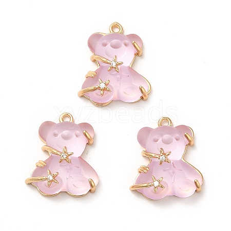 Transparent Resin Crystal Rhinestone Pendants KK-H438-04G-03-1