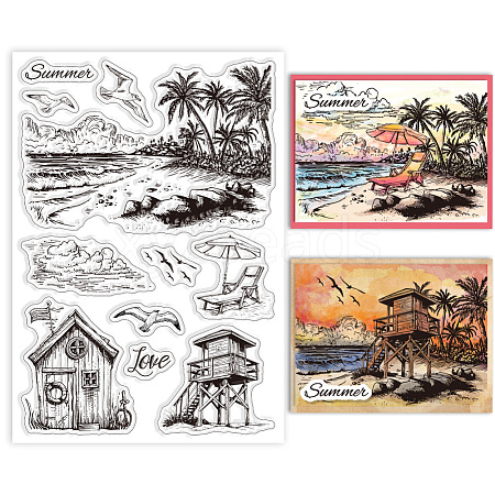 Custom Summer Theme PVC Plastic Clear Stamps DIY-WH0631-0001-1