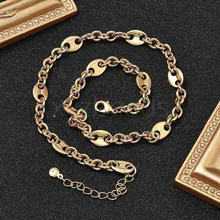 Brass Oval Link Chain Necklaces for Women NJEW-F329-01G-1