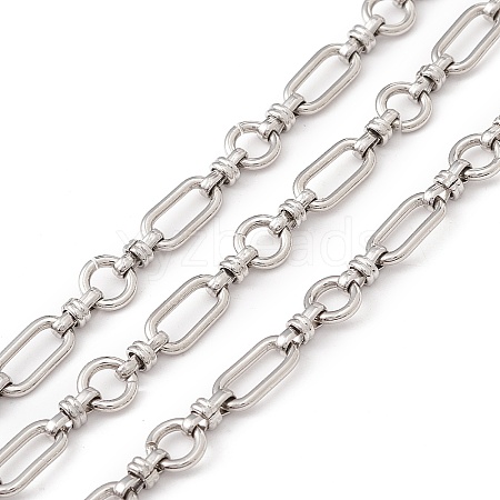 Tarnish Resistant 304 Stainless Steel Ring and Oval Link Chains X-CHS-E023-04P-1